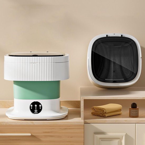 10L Grote Grensoverschrijdende Opvouwbare Wasmachine met Groot Ondergoed, Sokken, Babykleding en Kleine Mini Wasmachine (Groen)