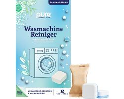 Pure Laundry Club Wasmachine Reiniger Tabletten - Jaarvoorraad (12 Stuks) - Voor Stinkende Wasmachines - Verwijdert Muffe Geurtjes, Kalk & Vetluis - 100% Plasticvrij