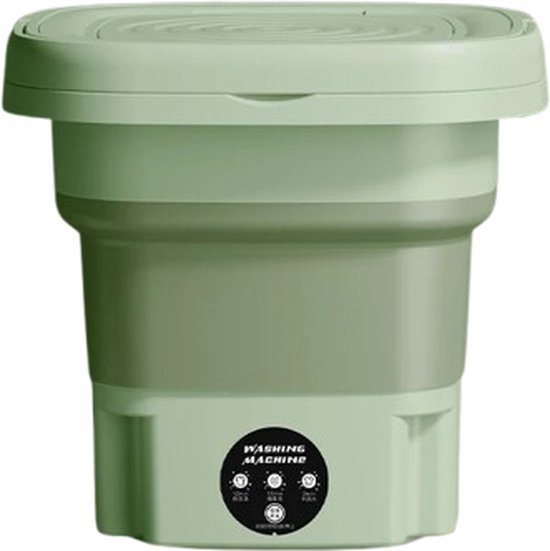 Blyx® - Mini Wasmachine - Compact - Energiezuinig - Opvouwbaar - 8L - Ideaal voor Studenten & camping - Kamperen - 29.5x29.5x29CM - Groen