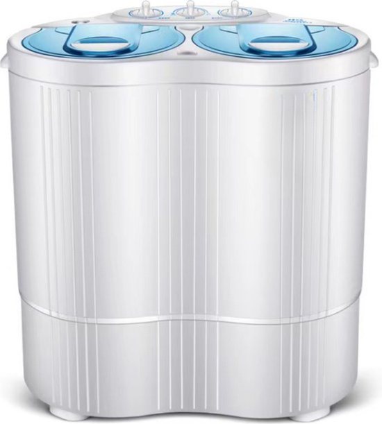 Klein en Efficiënte Mini Wasmachine met Dubbele Trommel, Centrifuge en Droogzwierder - Perfect voor Camping, Kleine Ruimtes en Reizen