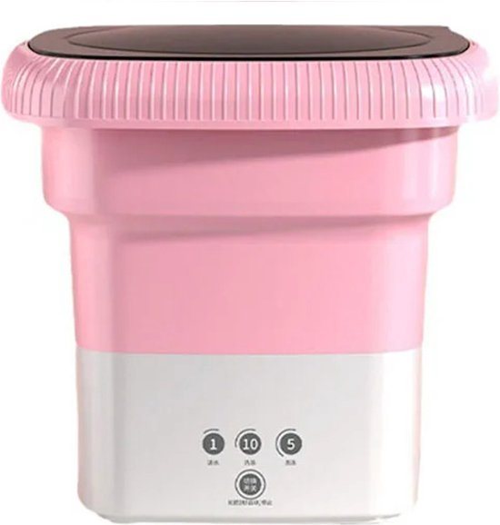AnyPrice® Mini Wasmachine - Compact - Energiezuinig - Opvouwbaar - 8L - Ideaal voor Studenten & Camping - Roze