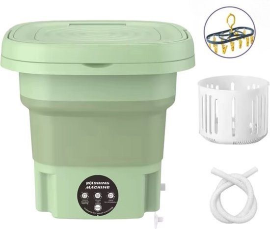 Mini Wasmachine - Compact - Energiezuinig - Opvouwbaar - 8L - Droogrek - Ideaal voor Studenten & camping met Droogrek