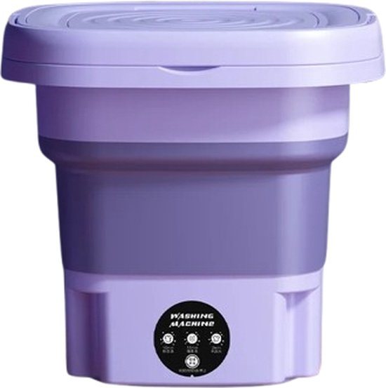 Blyx® - Mini Wasmachine - Compact - Energiezuinig - Opvouwbaar - 8L - Ideaal voor Studenten & camping Kamperen - 29.5x29.5x29CM - Paars