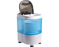 Nexxt Mini Wasmachine met Centrifuge en Bovenlader - Tot 3KG Wasgoed – Snelprogramma: 15 Minuten – Energiezuinig – Handig voor de Camping – Wit/ Blauw